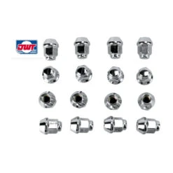 16 ECROUS DE ROUE CONIQUE ACIER CHROME M10X125 EN DOUILLE DE 14