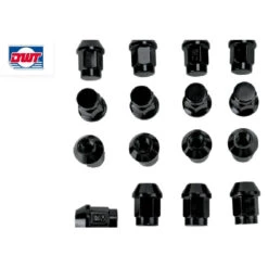 16 ECROUS DE ROUE CONIQUE ACIER NOIR M10X125 EN DOUILLE DE 14