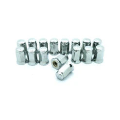 16 ECROUS DE ROUE PLAT ACIER CHROME DOUILLE DE 17mm