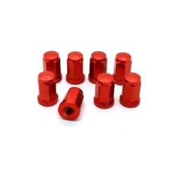 AMS 8 ECROUS DE ROUE PLAT LONG ALU ROUGE M10X125